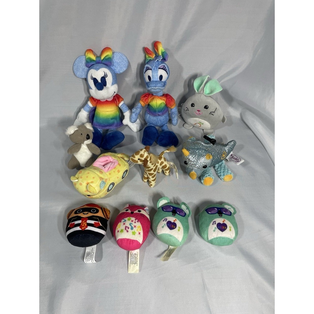 Assorted Plush Doll Lot of 11 -Multicolor Small Stuffed Animals